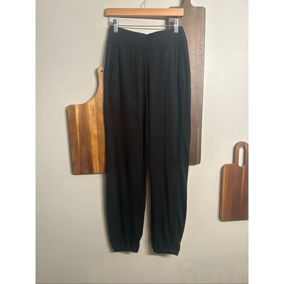 Rag & Bone Black Ribbed Knit Stretch Flat Front Pull-On Joggers Pants Size XS - Picture 1 of 5